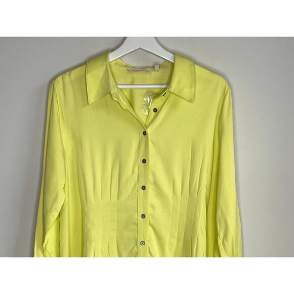 Soft Surrounding Long Sleeve Collared Neck Button-Up Shirt Womens Size PL Yellow - Picture 2 of 8